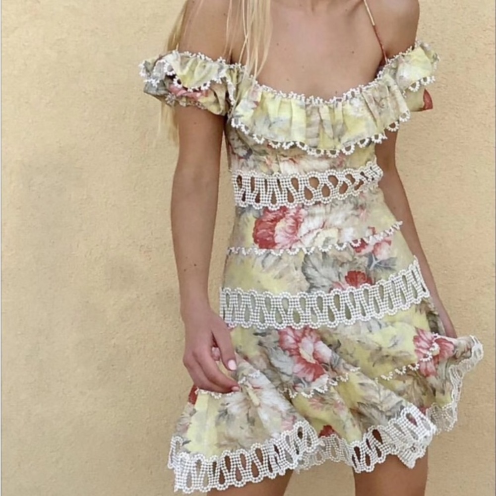 NWOT Zimmermann Melody Off Shoulder Mini Dress